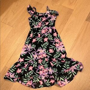 Place Black Dress with Pink and Purple Floral Design
